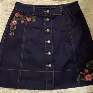 Kate Spade denim skirt with embroidered flowers